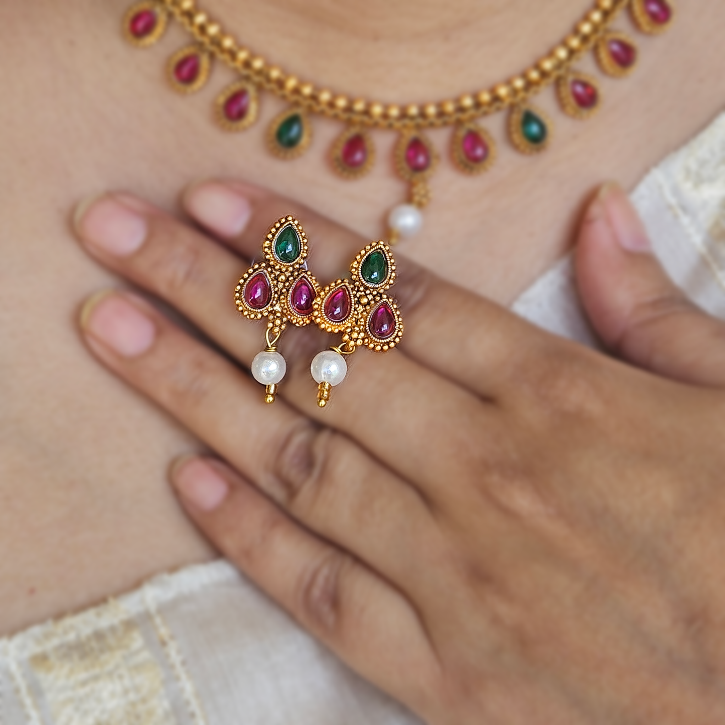 Necklace multi colour stone withe earrings