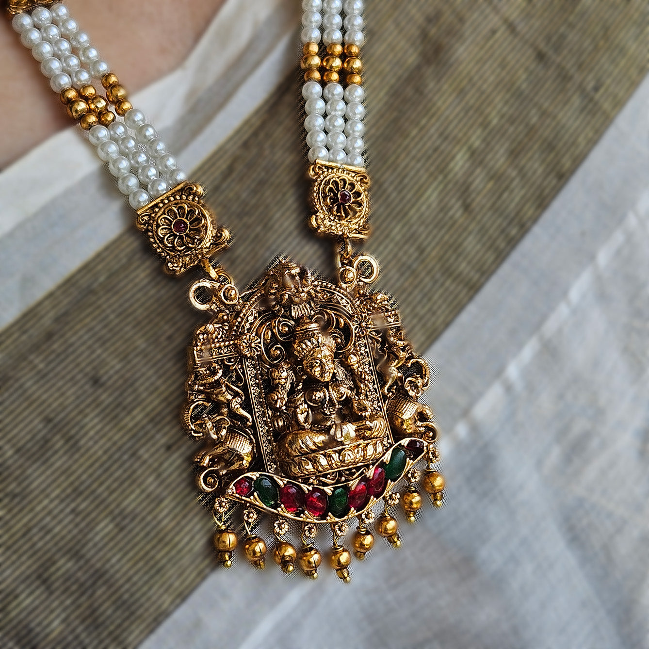 Lakshmi - pearl haram with jhumkas