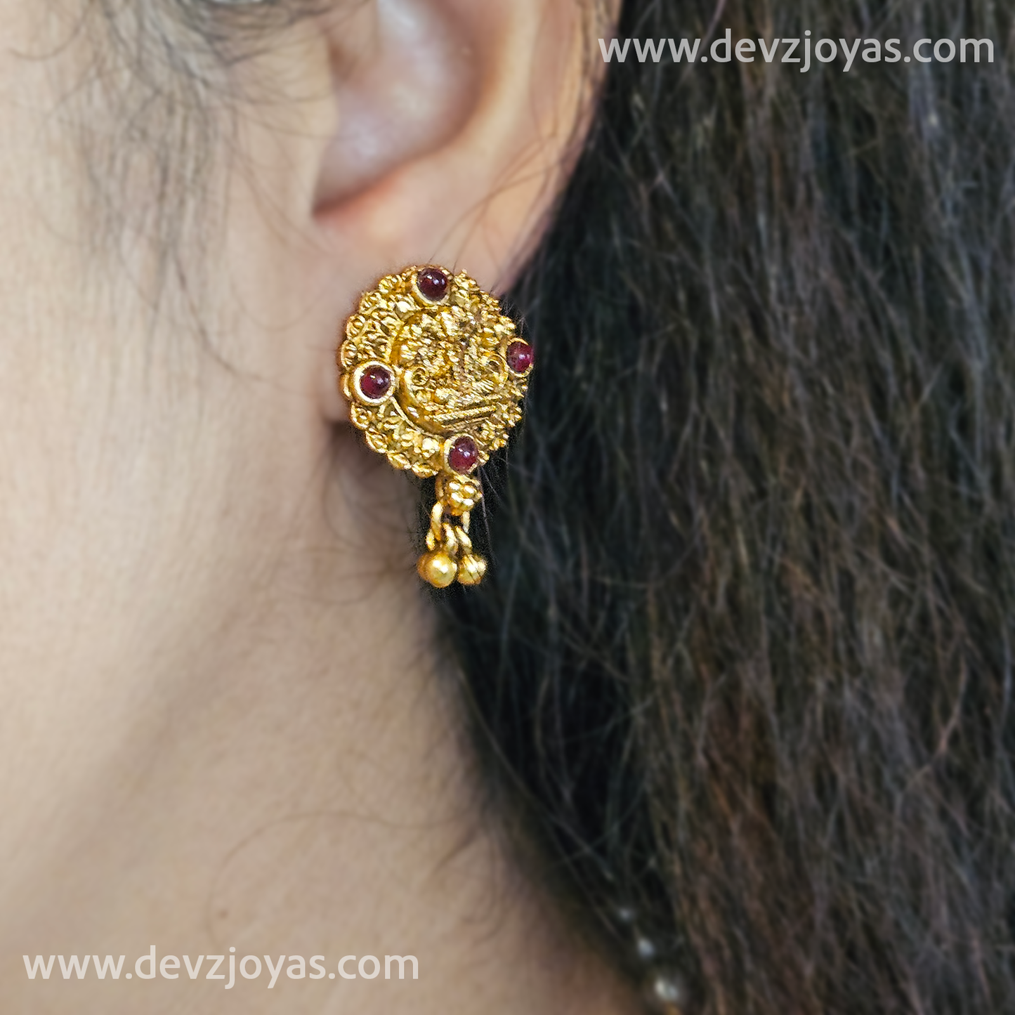 Short haram pearl- Lakshmi pendant - Ruby