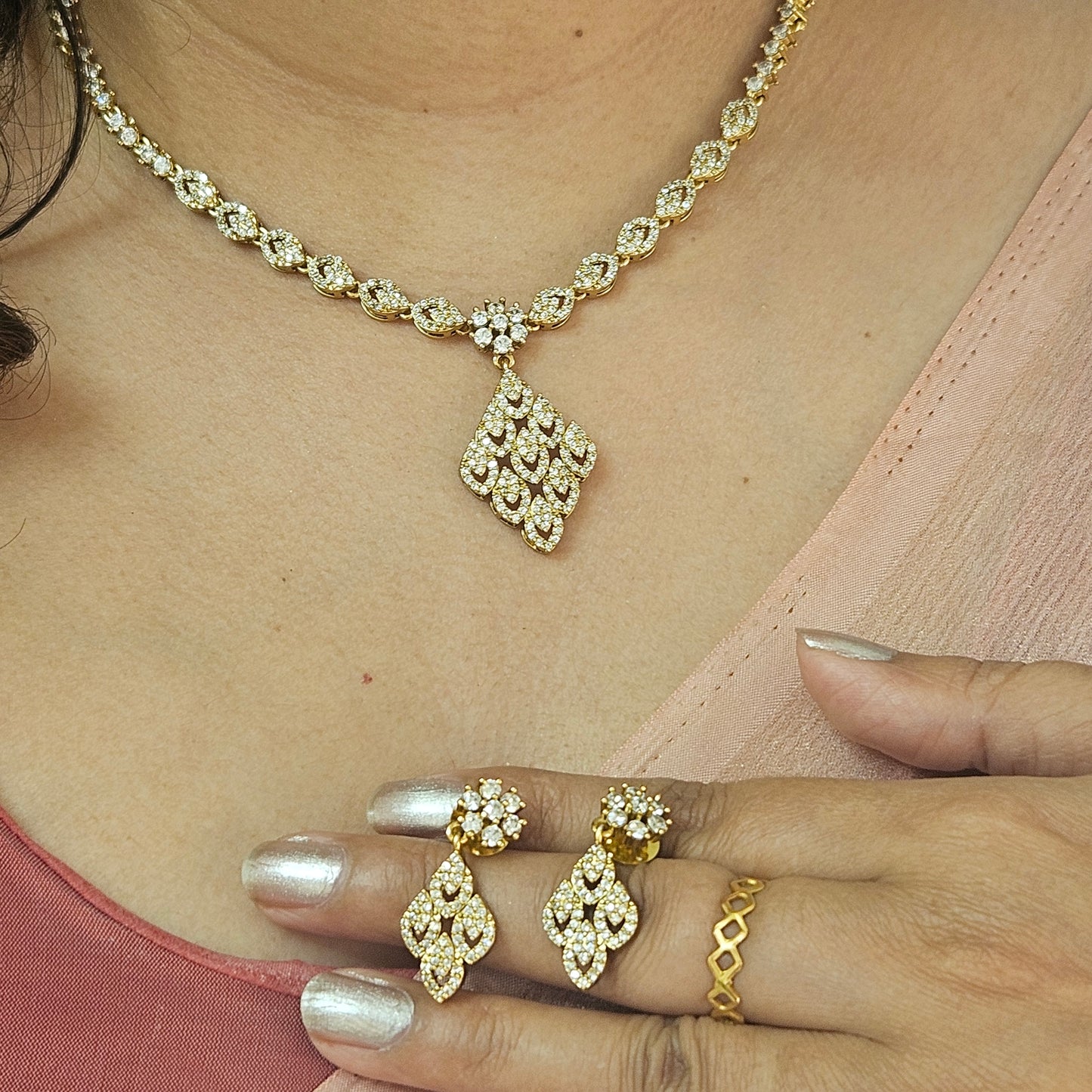 Necklace set AD stone white
