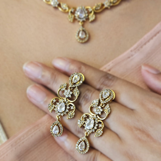 AD stone necklace with earrings - Premium quality