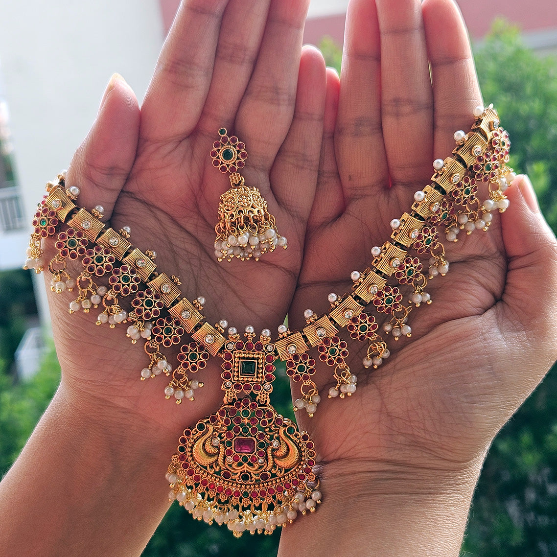 Necklace - Guttapusalu with jhumkas