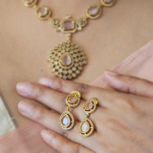 Ad stone necklace - Pink stones - Premium quality