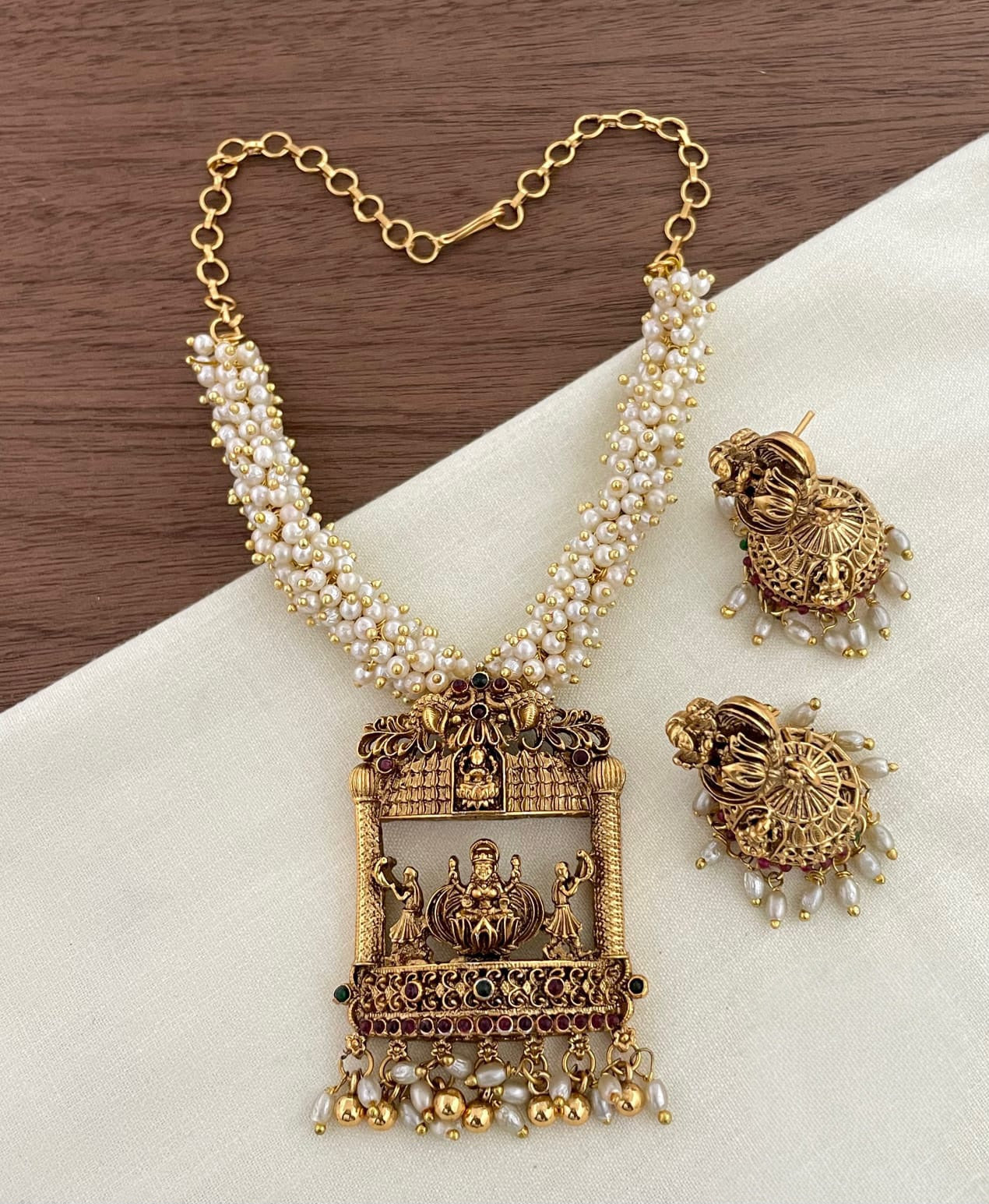 Short haram - Cluster beads with jhumkas
