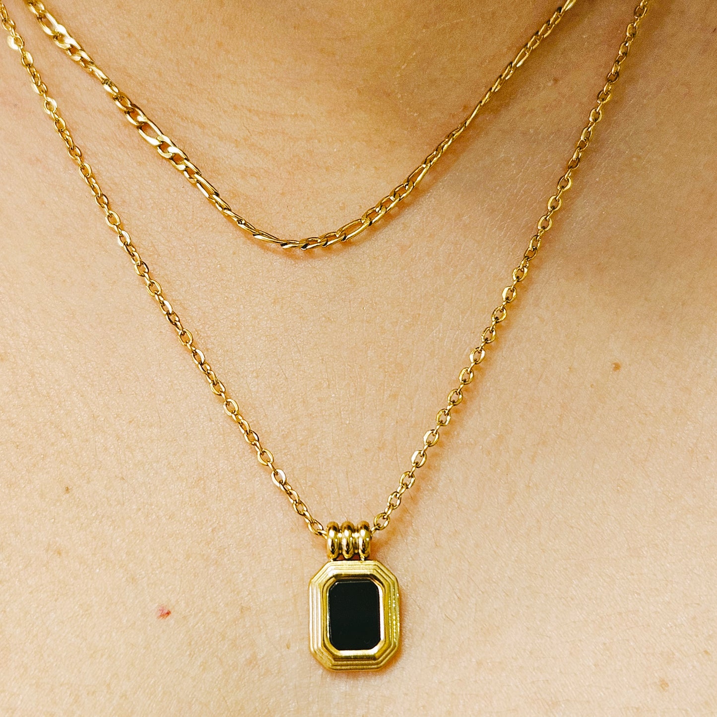 Stainless steel anti-tarnish black rectangle double layered