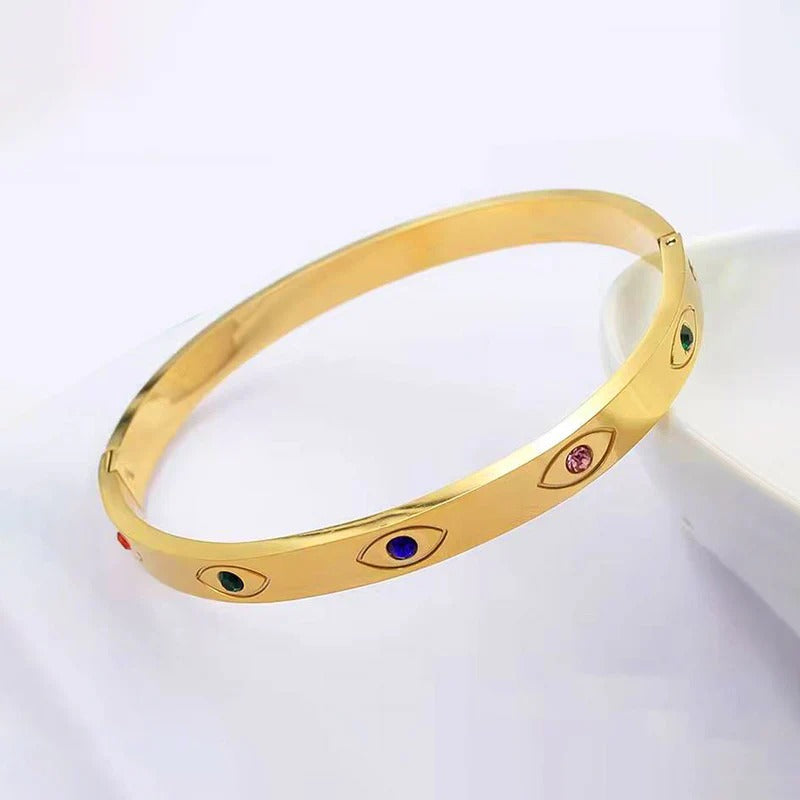 Stainless steel Anti tarnish multi stone bangle