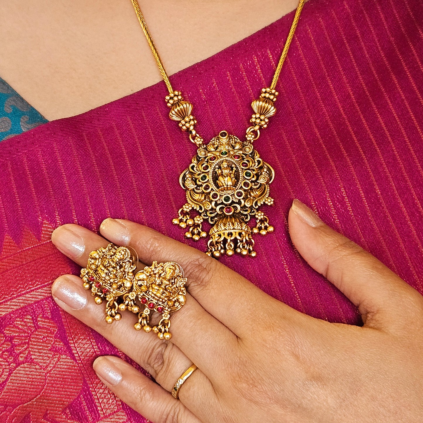 Short haram -Lakshmi Pendant -Antique