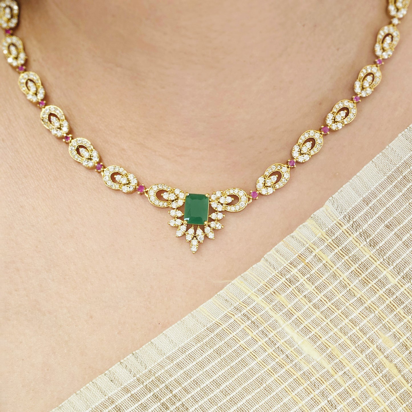 AD stone necklace set - Green