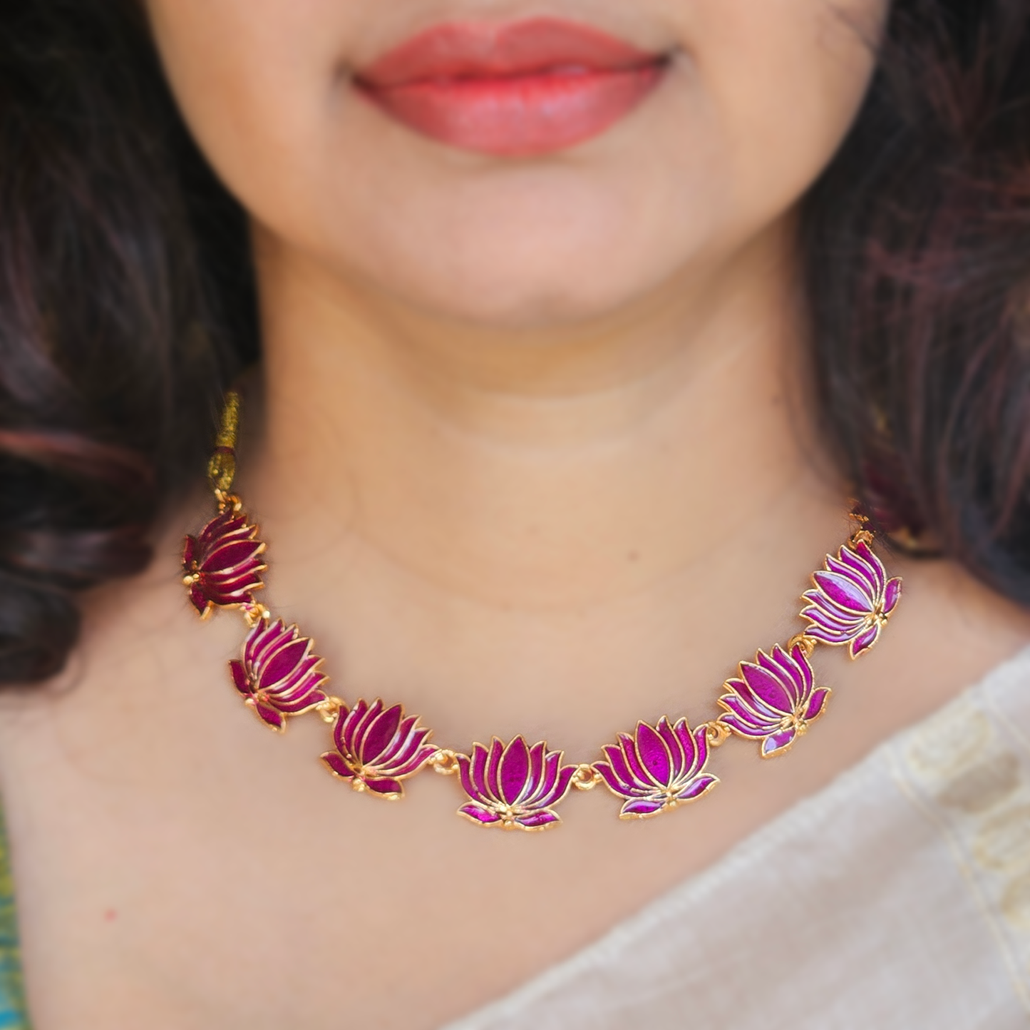 Lotus necklace purple