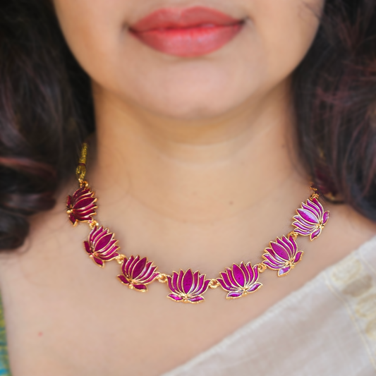 Lotus necklace purple
