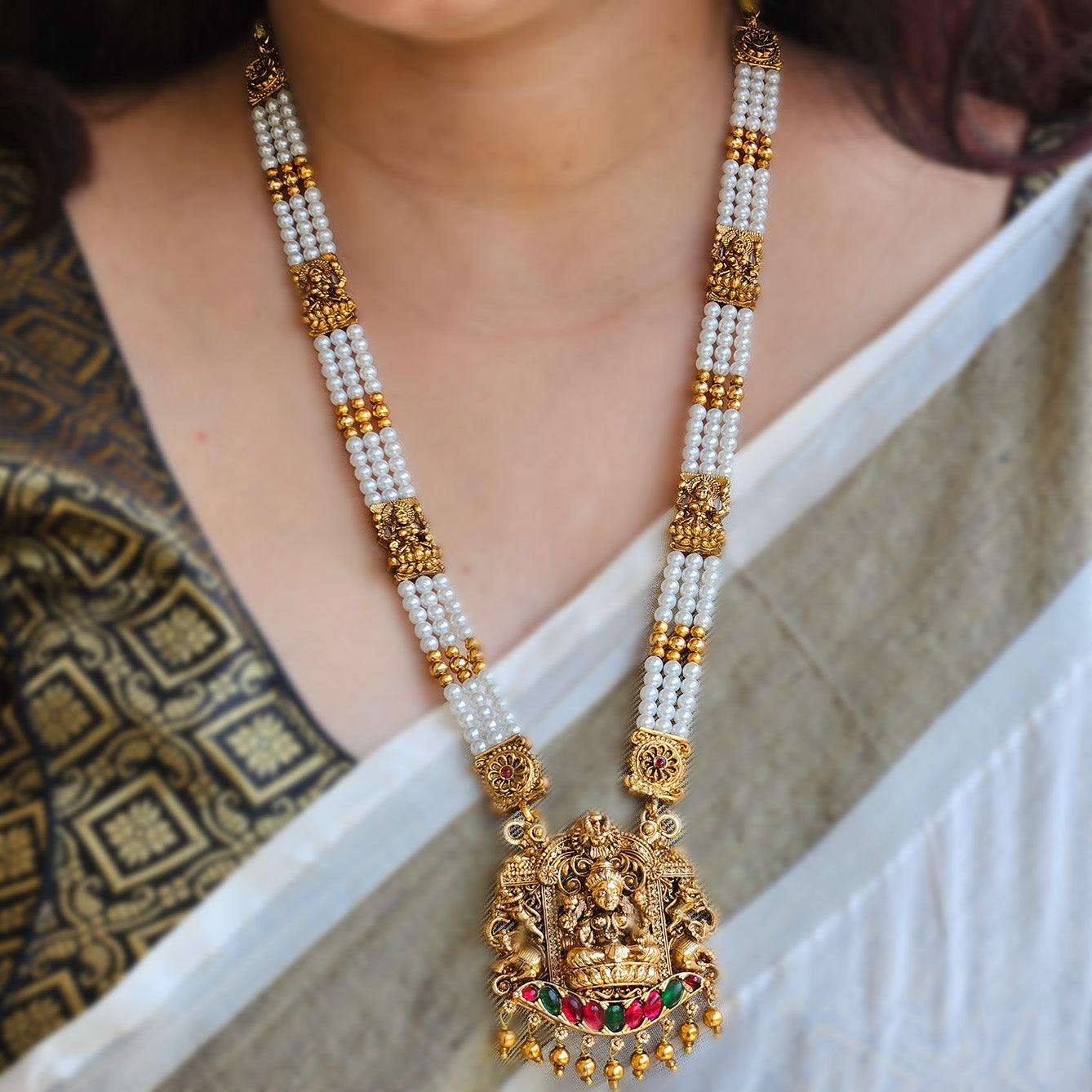 Lakshmi - pearl haram with jhumkas