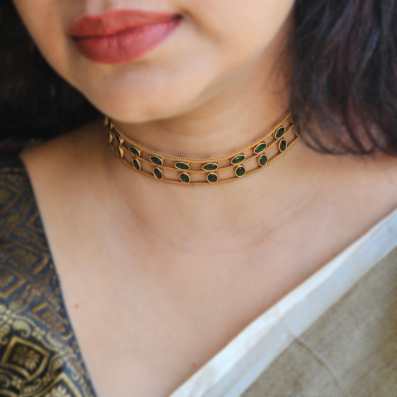 Choker green with earrings
