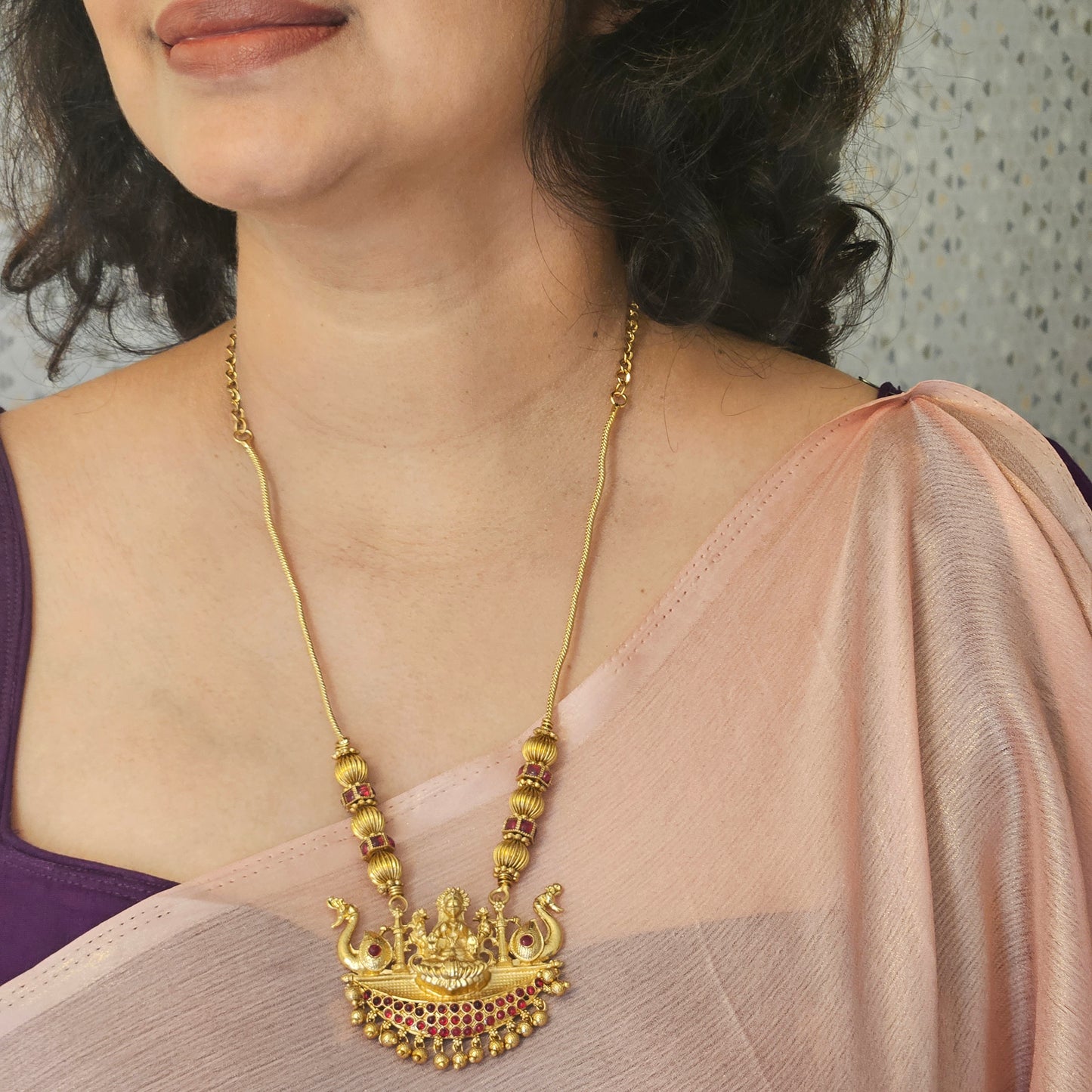 Long haram Lakshmi Red stone