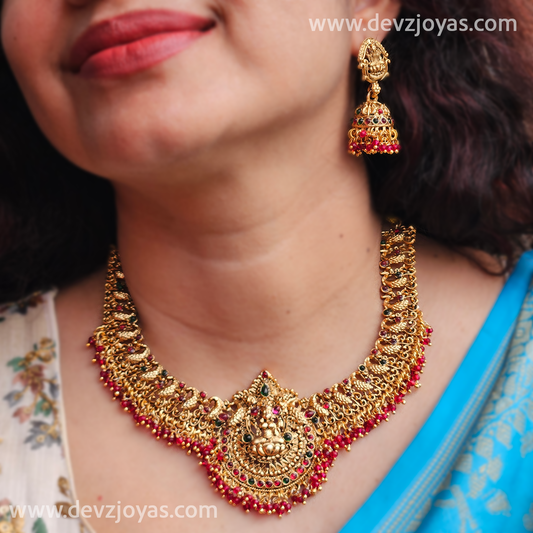Traditional Lakshmi necklace ruby stone