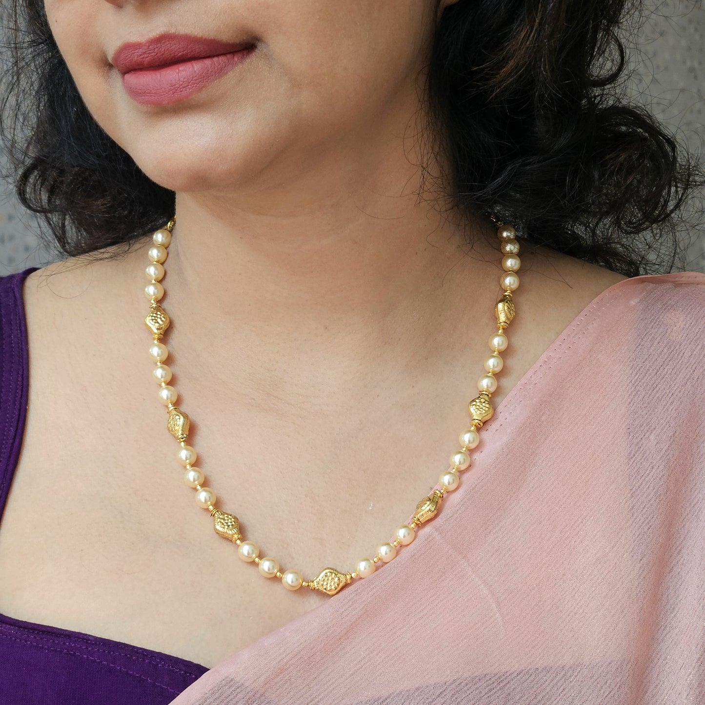 Pearl chain White and Golden - Swarozki