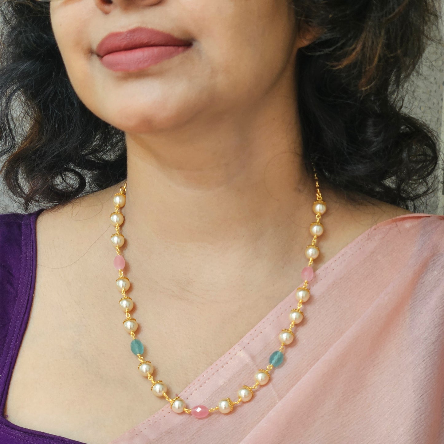 Pearl chain Blue and Pink