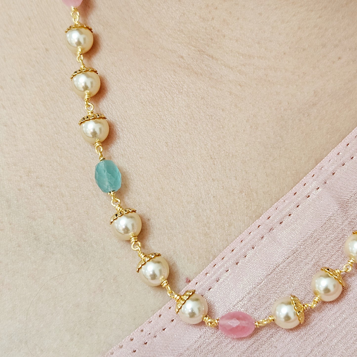 Pearl chain Blue and Pink