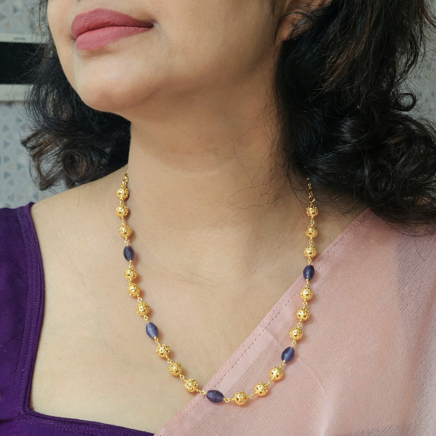 Pearl chain Purple and Golden