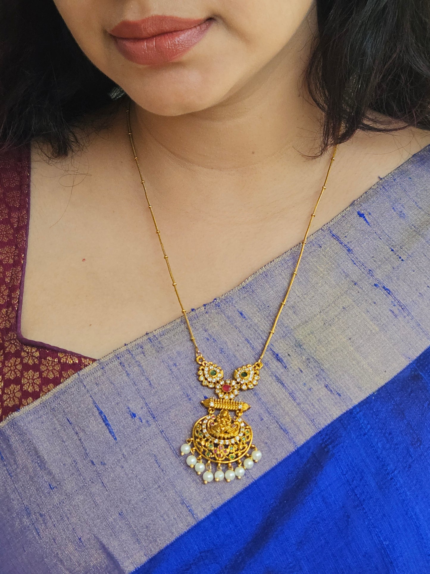 Necklace - long with Lakshmi pendant