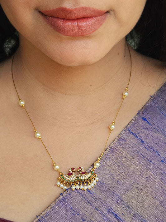 Necklace - Invisible - peacock pendant