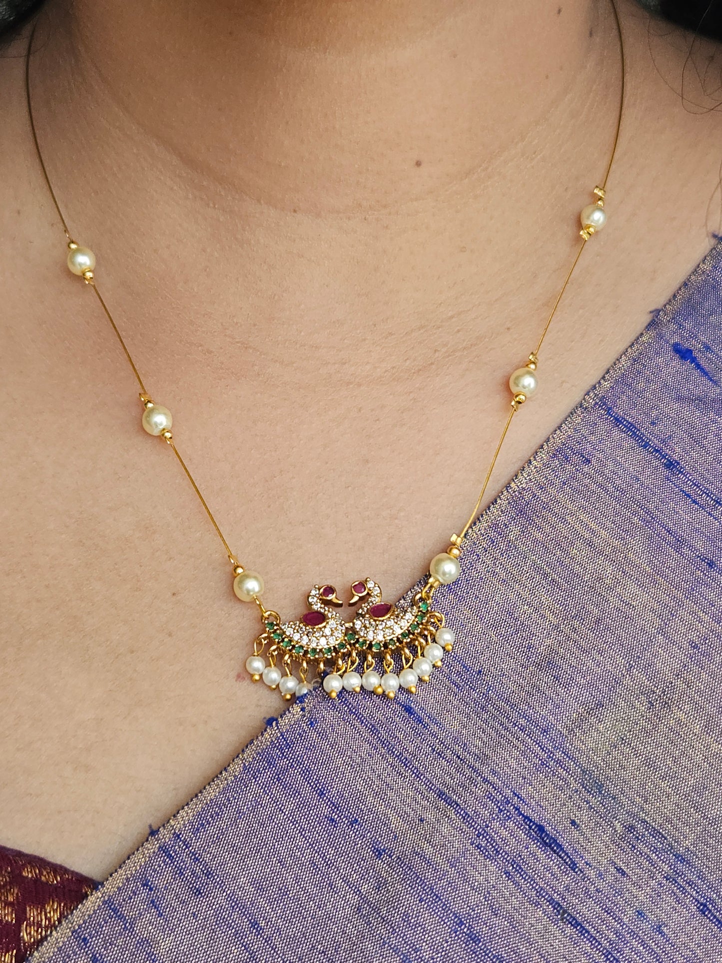 Necklace - Invisible - peacock pendant