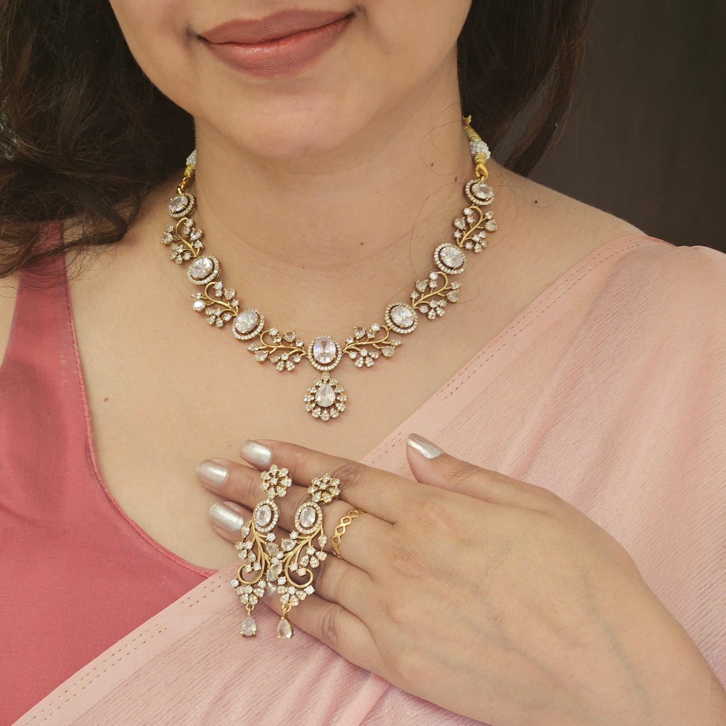Necklace set AD stone Victoria finish