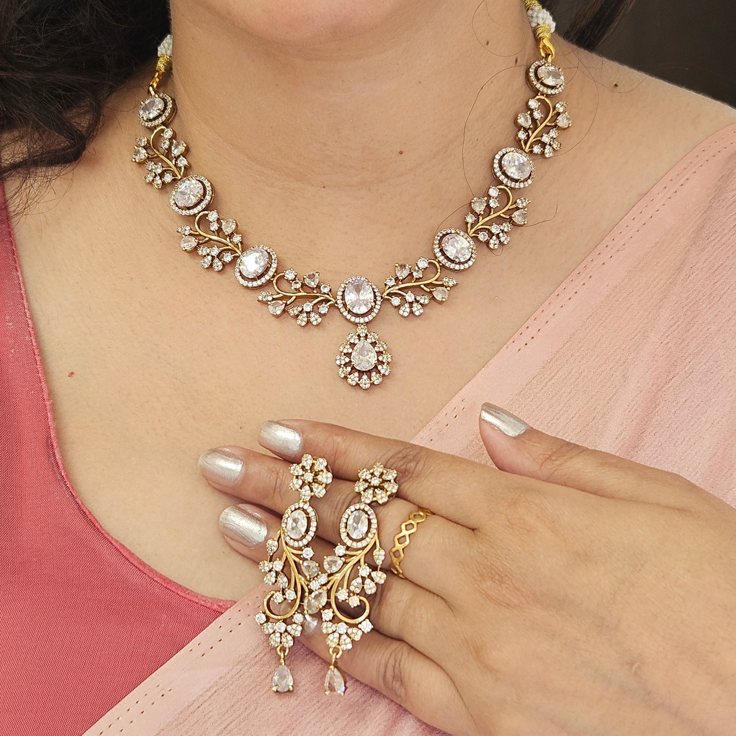 Necklace set AD stone Victoria finish