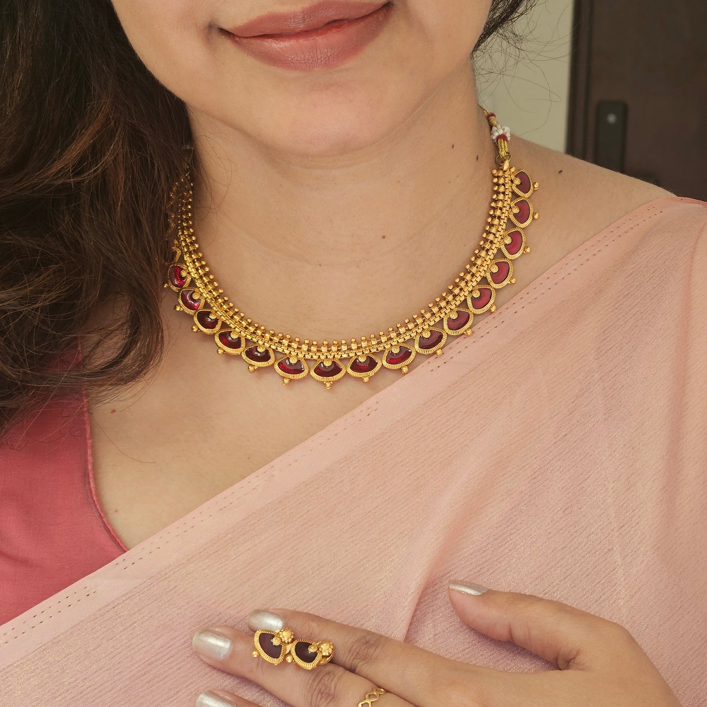 Necklace set palakka maroon