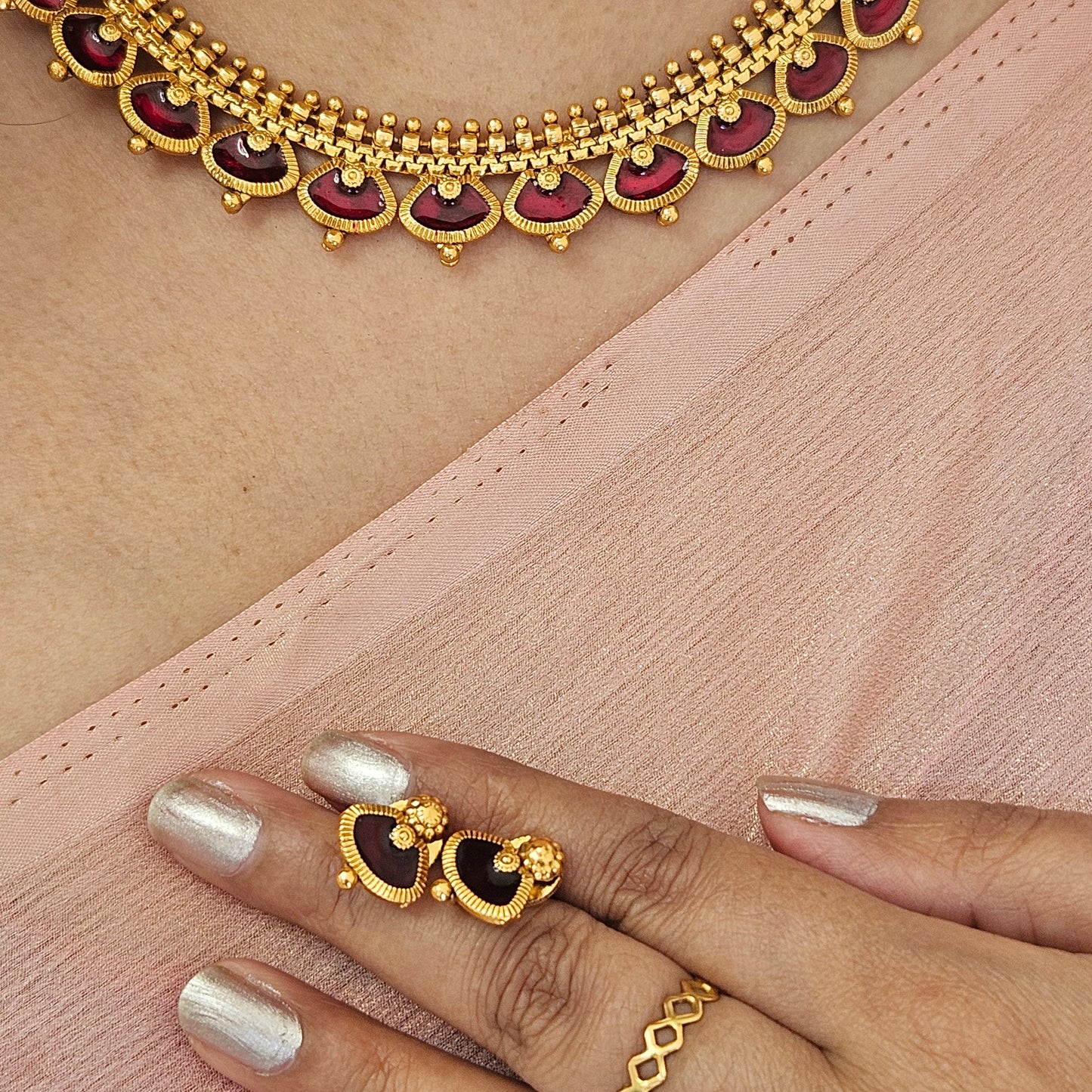 Necklace set palakka maroon