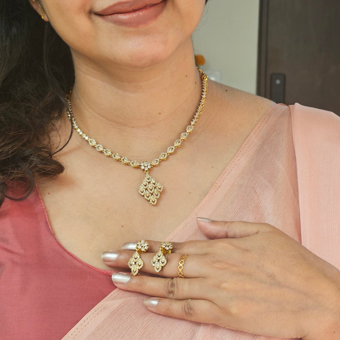 Necklace set AD stone white