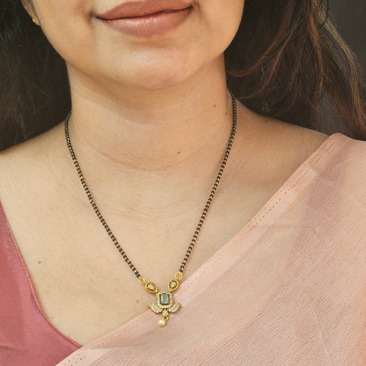 Chain Black beads with AD stone pendant