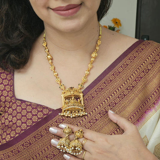 Short haram - temple Lakshmi design with jhumkas