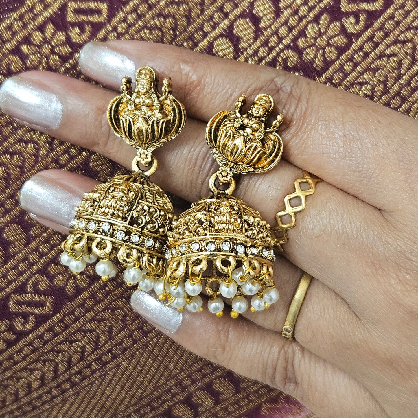 Short haram - temple Lakshmi design with jhumkas