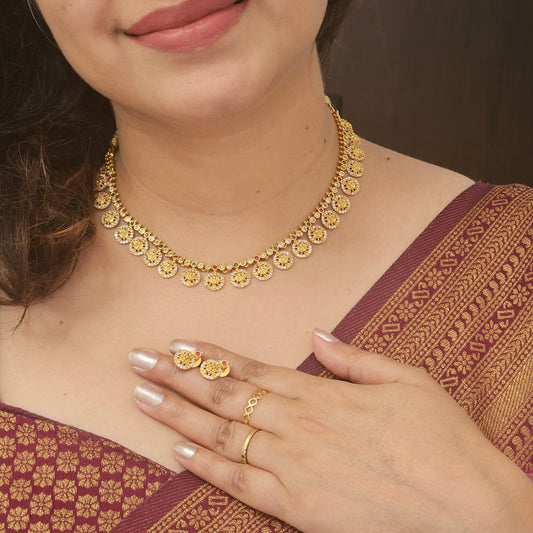 Necklace Lakshmi Coin with AD stones