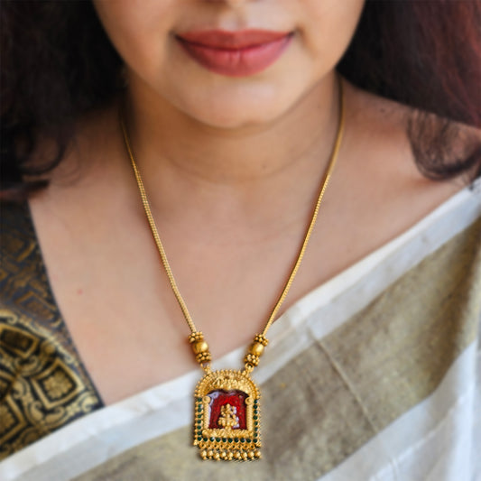 Haram - Lakshmi temple design with earrings - Red