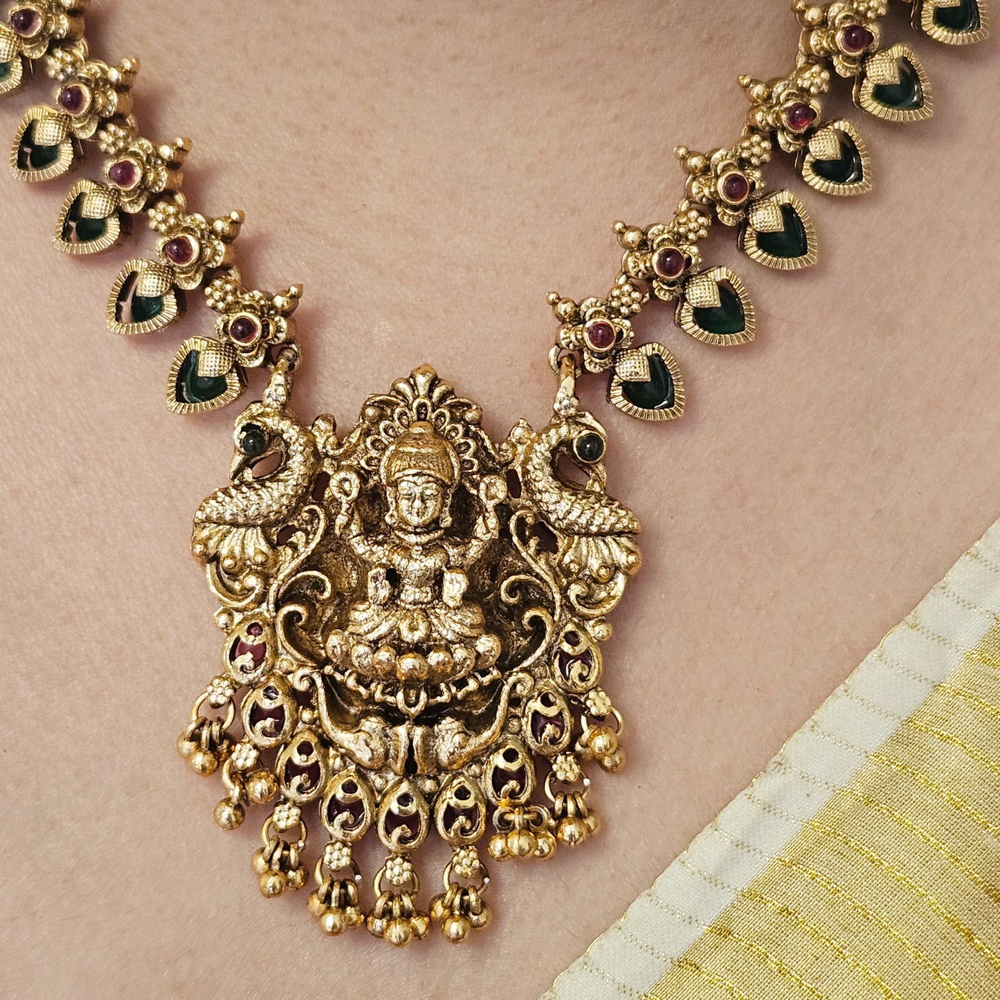 1 Necklace set Palakka with Lakshmi pendant- Onam