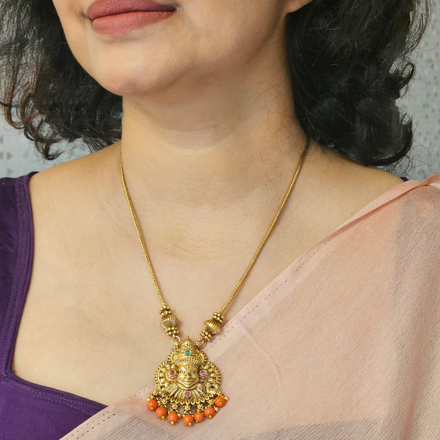 Short haram with coral beads