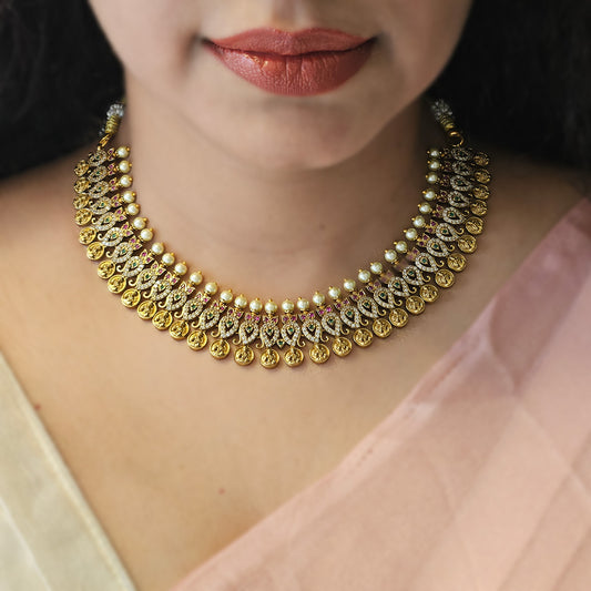 Lakshmi coin necklace with earrings - Premium quality