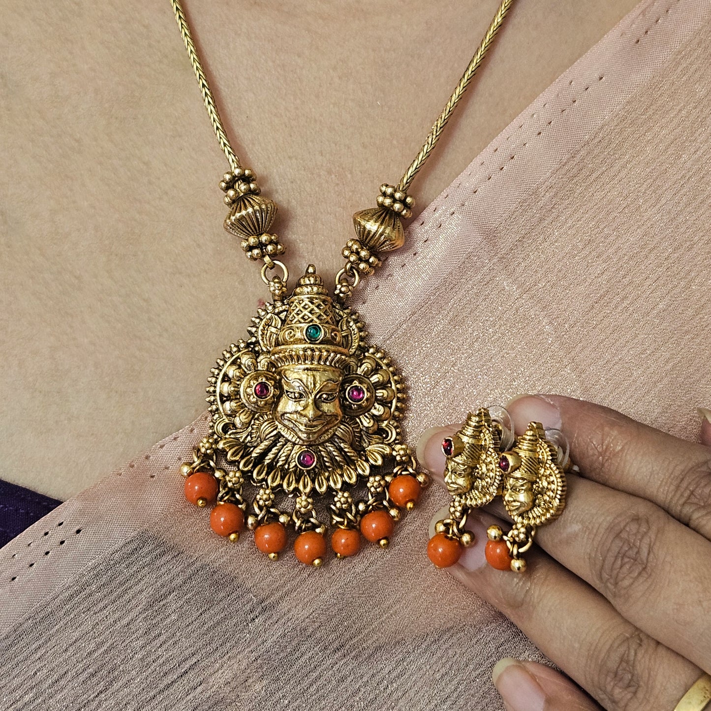 Short haram with coral beads