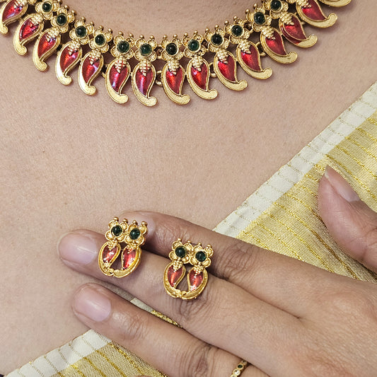 1 Necklace set Palakka Red and Green- Onam