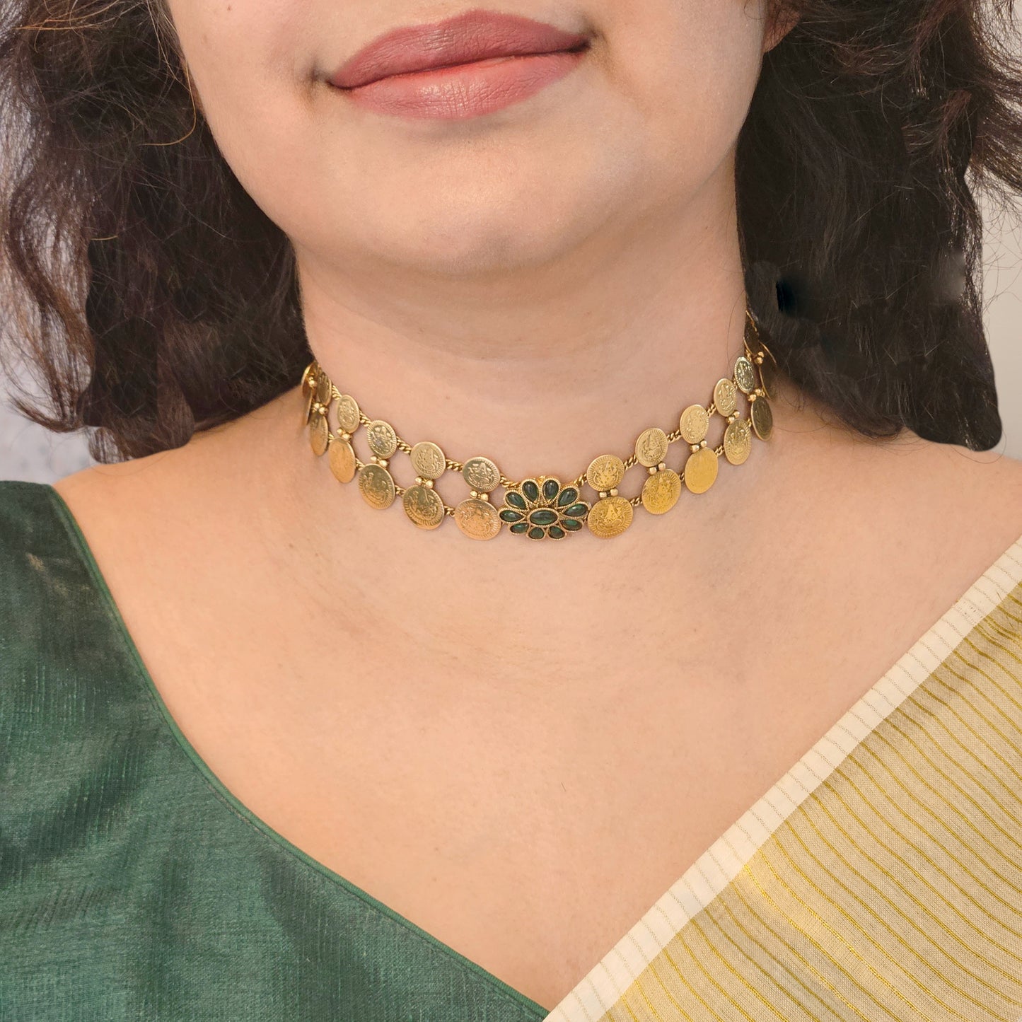 1 Coin choker - Green - Onam collection