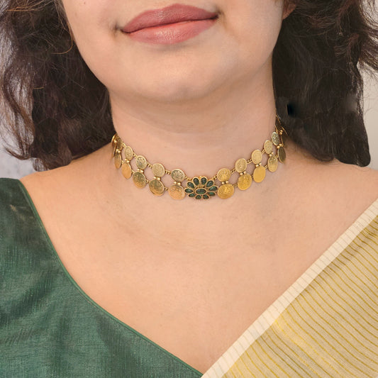 1 Coin choker - Green - Onam collection
