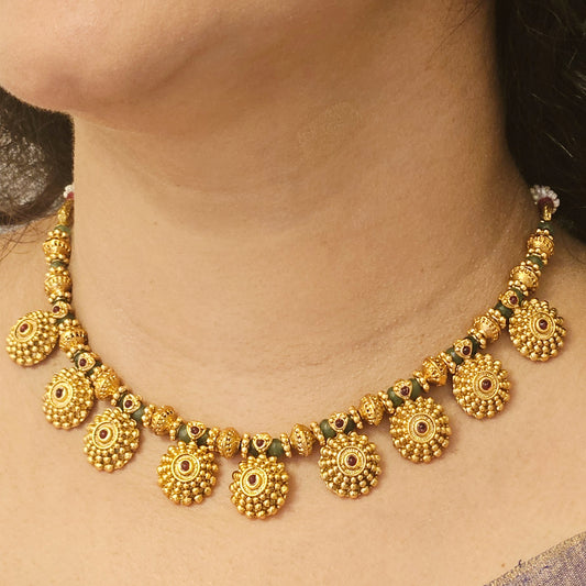 1 Necklace set with jhumkas - Sea green