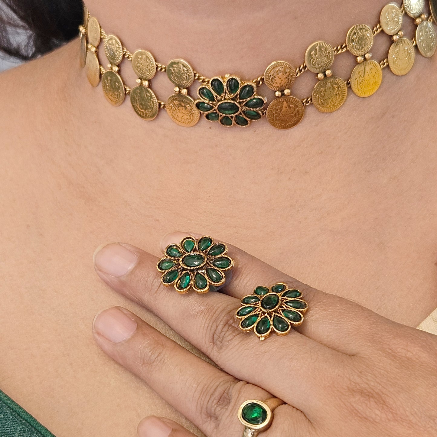 1 Coin choker - Green - Onam collection