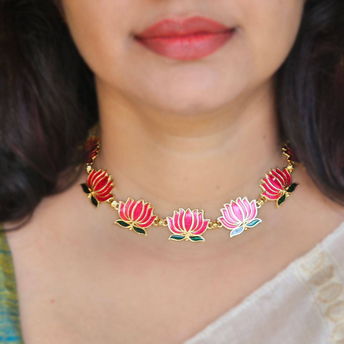 Lotus necklace with earrings