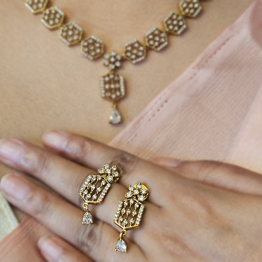 AD stone necklace with earrings - Premium quality