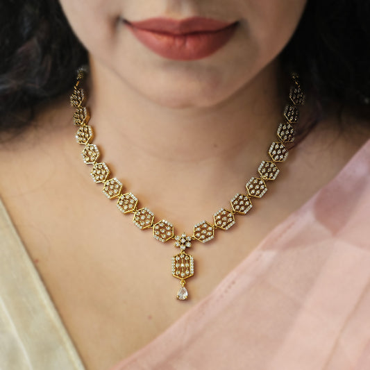 AD stone necklace with earrings - Premium quality