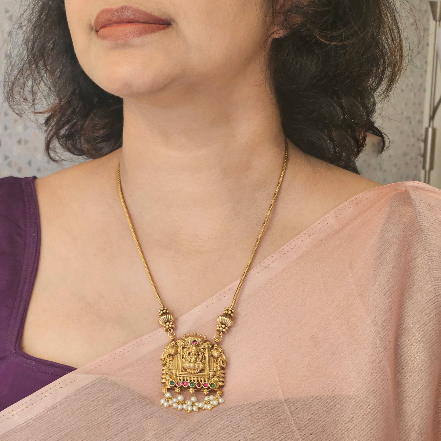Short haram Lakshmi with pearl drops