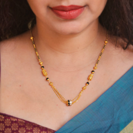 Mangalsutra with black and stone hoop