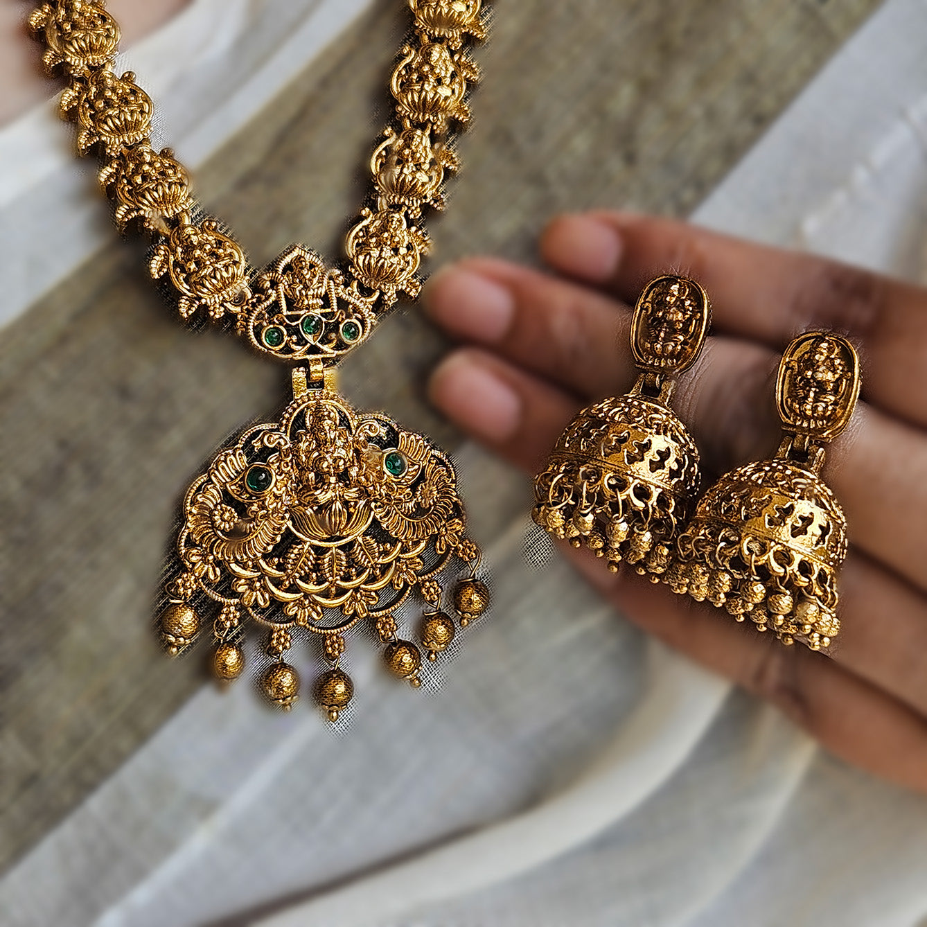 Lakshmi haram with jhumkas
